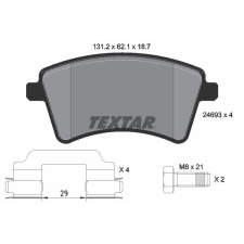 TEXTAR fékbetétkészlet, tárcsafék TEXTAR 2469301 autóalkatrész