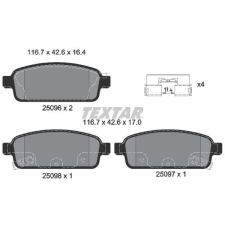 TEXTAR fékbetétkészlet, tárcsafék TEXTAR 2509602 autóalkatrész
