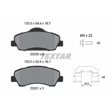 TEXTAR fékbetétkészlet, tárcsafék TEXTAR 2525004 autóalkatrész