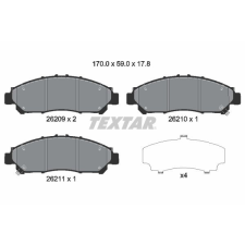 TEXTAR fékbetétkészlet, tárcsafék TEXTAR 2620901 autóalkatrész