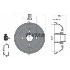 TEXTAR fékdob 94024100 autóalkatrész