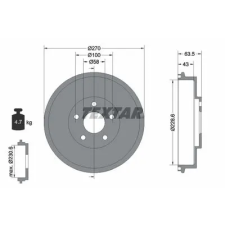 TEXTAR fékdob 94031000 autóalkatrész