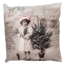  Textil párnahuzat 45x45cm kislány fenyővel lakástextília
