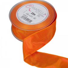  Textil szalag hagyományos drótos narancs 40mmx25m dekorációs kellék