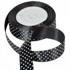  Textil szalag pöttyös fekete 25mmx22m dekorációs kellék