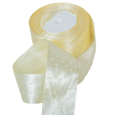  Textil szalag pöttyös krém 38mmx22m dekorációs kellék