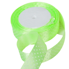  Textil szalag pöttyös világos zöld 25mmx 22m dekorációs kellék