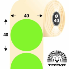 Tezeko 40 mm-es kör, papír címke, fluo zöld színű (1100 címke/tekercs) etikett