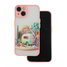 TFO Ultra Trendy tok iPhone 14 - rózsaszín "Travel" mintás tok és táska