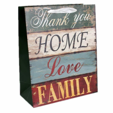 Thank you HOME LOVE FAMILY feliratú dísztasak - 32x26 cm ajándéktasak