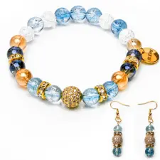  The Frozen Queen – Topáz, aura kvarc, arany angyal aura és hegyikristály exkluzív ásvány ékszerszett ékszer szett