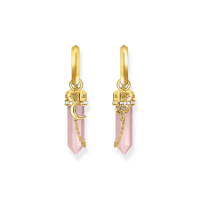 Thomas Sabo CR722-414-9 Goldene Creolen w. pink crystal pendant & symbols , fülbevaló