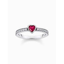 Thomas Sabo TR2448-640-10-56 Silver solitaire ring w. red stone + zirconia , gyűrű