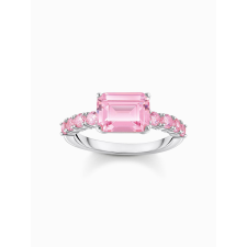 Thomas Sabo TR2451-051-9-56 Silver solitaire ring w. pink-coloured stones , gyűrű