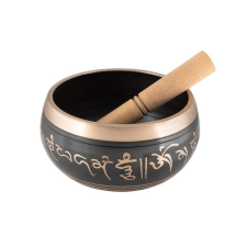 Tibeti hangtál ütővel M méret 660 g g - FEKETE, GRAVÍRMINTÁS dekoráció
