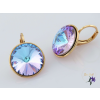  Ticia antiallergén kék kerek kristályköves fülbevaló-18K