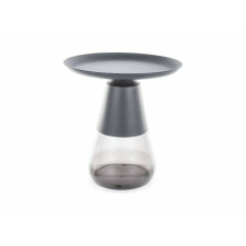  Tiffany Modern Kerek Fém-Üveg Dohányzóasztal Matt Fekete bútor