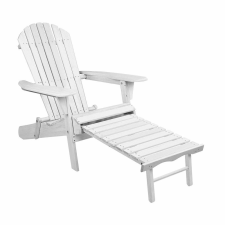 Timelesstools Kerti fa szék kihúzható lábtartóval fehér HOP1001163-2 kerti bútor