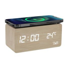 TNB JOY fa borítású, LED kijelzős ébresztőóra vezeték nélküli töltővel (TNB112175) ébresztőóra