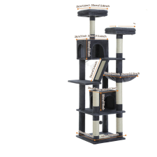  Többszintű macskafa, 70,9 hüvelykes magasság, 6 karcolóoszlop, AMT0239Dgy, XL macskabútor