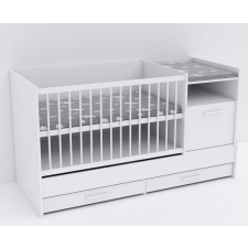 TODI Baby Shop Basic – kombiágy (ágyneműtartóval) bordázott fehér kiságy, babaágy