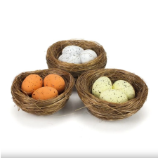  Tojások fészekben fehér-natúr-krém dekorációs kellék