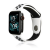 TokShop Apple Watch 1-6, SE, SE (2022) (42 / 44 mm) / Watch 7-9 (45 mm) / Watch Ultra (49 mm), szilikon pótszíj, állítható, lyukacsos, fehér/fekete