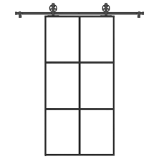  Tolóajtó vasalatokkal 102x205 cm ESG üveg&amp;alumínium építőanyag