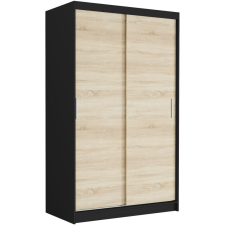  Tolóajtós gardróbszekrény VEGA III. 120x200x60 - fekete, sonoma bútor
