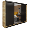  Tolóajtós szekrény RETRO 1 200 - tölgy craft arany + fekete 200x205x59 cm