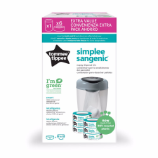 Tommee Tippee pelenkacsomagoló vödör Simple Sangenic fehér 6db-os utántöltővel pelenkatartó vödör