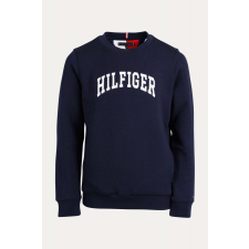 Tommy Hilfiger , Logómintás pulóver ferde zsebekkel, Tengerészkék, 110 CM gyerek pulóver, kardigán