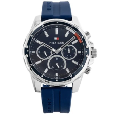  Tommy Hilfiger Mason férfi karóra, 47 mm, kvarc, kék gumiszíj karóra
