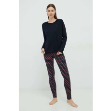 Tommy Hilfiger pamut pizsama logóhímzéssel, rózsaszín, sötétkék, L
