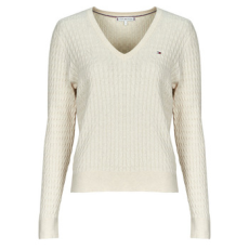 Tommy Hilfiger Pulóverek CO CABLE FINE GG V-NK LS SWT Bézs EU M
