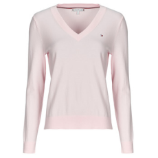 Tommy Hilfiger Pulóverek CO JERSEY STITCH LS V-NK SWEATER Rózsaszín EU XS