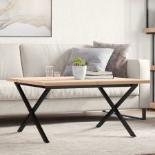 tömör fenyőfa és öntöttvas X-vázú dohányzóasztal 90x90x45,5 cm bútor