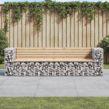 tömör fenyőfa gabion kerti pad 244x71x65,5 cm kerti bútor