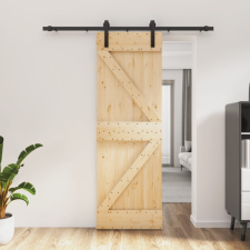 tömör fenyőfa tolóajtó fémszerelék szettel 70 x 210 cm építőanyag