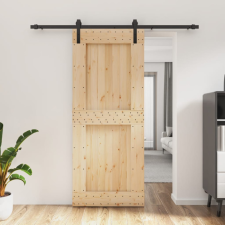 tömör fenyőfa tolóajtó fémszerelékszettel 85x210 cm építőanyag
