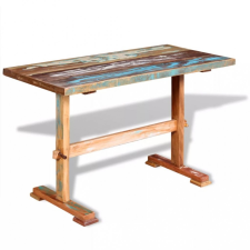 Tömör újrahasznosított fa étkezőasztal talapzattal 120 x 58 x 78 cm kerti bútor