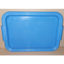  Tontarelli műanyag szögletes tálca, kétfülű, 45x30 cm, kék, sárga, fehér konyhai eszköz