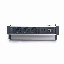 TOO DPS-113-3S IP20,3x 2P+F,2x USB-A,RJ45,HDMI, ezüst asztalra rögzíthető elosztó hosszabbító, elosztó