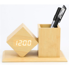 TOO PHC-330-LB digitális óra írószertartóval világosbarna ébresztőóra