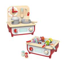 Tooky Toy 2in1 Konyhaszett és BBQ grillsütő fa játék grillsütő