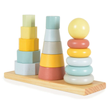 Tooky Toy Fa játék toronyépítő 3 dbos szett Montessori Pasztell készségfejlesztő