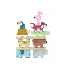 Tooky Toy : Fa toronyépítő játék – Szavanna barkácsolás, építés