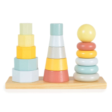 Tooky Toy Piramis toronyépítő montessori fa játék 17db-os készségfejlesztő