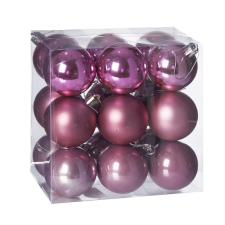TOP HAUS Műanyag gömb dobozban 5cm rózsaszín 3féle karácsonyfadísz