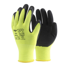  TOP JOB latex habba mártott védőkesztyű, érdesített tenyér, lélegző, rugalmas védőkesztyű